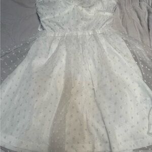 Lucy in the Sky White Polka Dot Tulle Mini Dress XS Back Bow Fairy Cottagecore